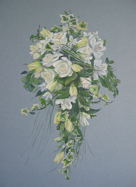 Kaly wedding bouquet acrylic painting
