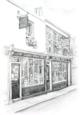Sandoe shop front pencil drawing