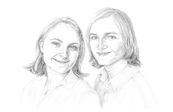 Helena & William pencil double portrait